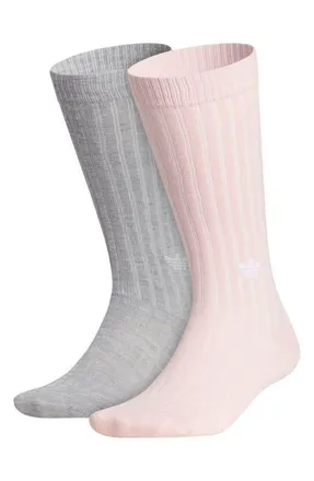 adidas Gender Inclusive Originals Assorted 2-Pack Crew Socks in Heather Grey/White/Pink at Nordstrom, Size Medium