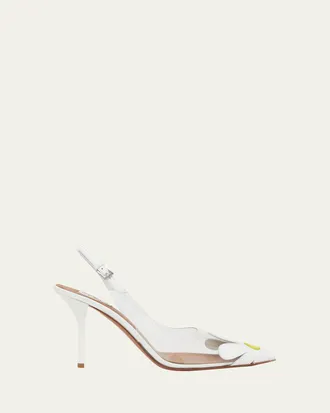 Alaia 90mm Bloom Transparent Slingback Pumps