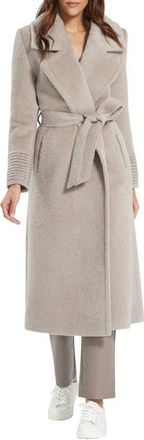Sentaler Boucl&eacute; Notch Collar Alpaca & Wool Blend Wrap Coat in Sand at Nordstrom, Size Small
