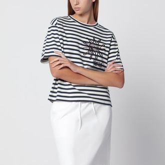 Max Mara White/blue striped cotton jersey T-shirt