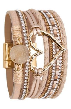 Saachi Multi Strand Wrap Bracelet in Taupe at Nordstrom Rack
