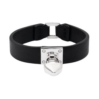 AMBUSH Bracelets, female, Black, ONE SIZE, Silver Heart Leather Bracelet