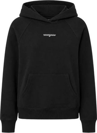 Tommy Jeans TJW Script Raglan Hoodie - Dames - Sweatshirts & Hoodies - Zwart - Maat: M Katoen