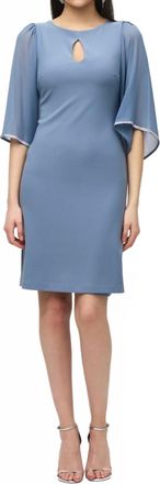 Joseph Ribkoff Chiffon Sleeves Shift Dress In Serenity Blue