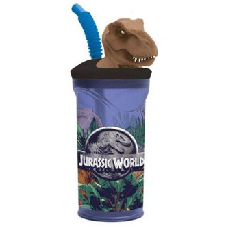 Trade Shop Trade Shop - Bicchiere Con Cannuccia Integrata Jurrasic World In 3d Capienza 360 Ml Per Bimbi