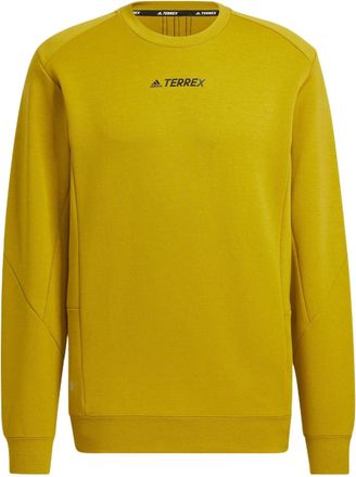adidas Tx Logo Crew Sw Back Printing Round Neck Pullover Long Sleeves Yellow HN2034