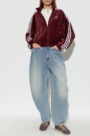 adidas Velour Sweatshirt With Logo, Womens, Burgundy