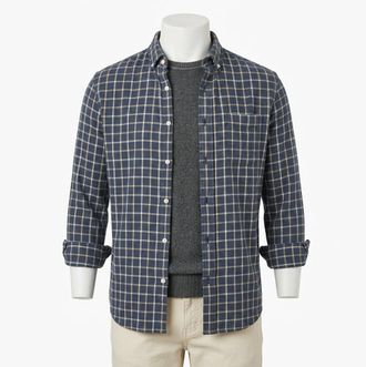 Faherty Coastline Knit Shirt In Twilight Check