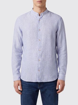 Boglioli Camicia slim fit a righe in lino con collo alla coreana