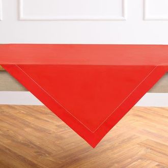 Solino Home Cotton Linen Hemstitch Table Throw, 52 x 52, 52 x 52 in Poppy Red at Nordstrom, Size Small