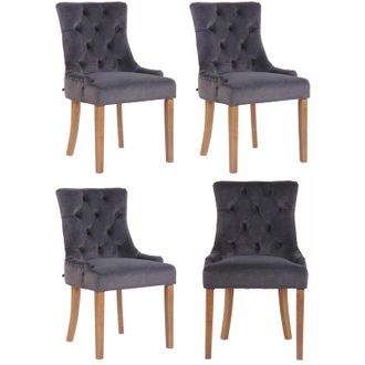 Clp Clp - Juego De 4 Sillas De Comedor Aberdeen En Terciopelo Gris Oscuro Antiguo Claro