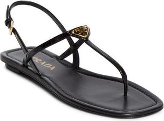 Prada Triangle Logo Sandal in Nero at Nordstrom, Size 10.5Us