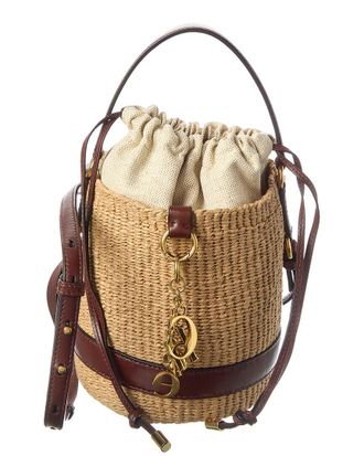 Chlo&eacute; Chloe Logo Straw Bucket Bag