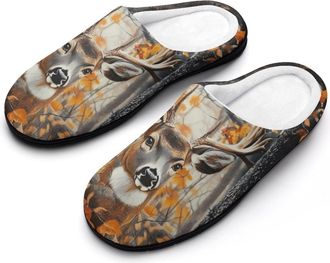 Generic Camouflage Forests Deer Womens Slippers Warm House Slippers Indoor House Shoes with Anti-Skid Rubber Sole