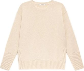 Maliparmi Cashmere Merinos Breiwerk - Dames - Ronde hals truien - Beige - M - Wol - Truien & Vesten