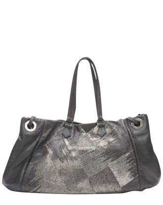 Valentino Silver Bead Embellished Leather Crossbody Large Tote Bag (Authentic Pre-Loved)