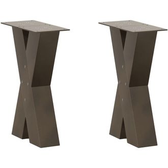 vidaXL Vidaxl - Patas Para Mesa De Centro En Forma De X (2 Unidades), Acero Natural, 38 X (42-43) Cm