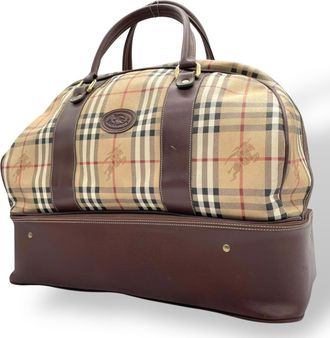 Burberry Beige Brown Pvc Leather Boston Bag (Pre-Owned)