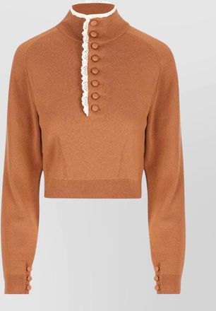 Chlo&eacute; lace high-neck wool cardigan