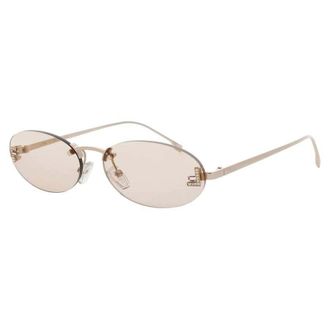 Fendi Ladies Gold Tone Rectangular Sunglasses FE4075US28Y