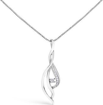 House of Brilliance Espira 10K White Gold Diamond Accented Open Cascade Twist Pendant Necklace at Nordstrom