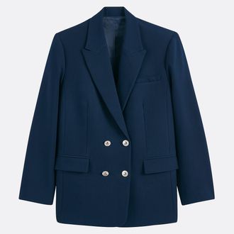 La Redoute Collections Lange dubbel geruite recht gesneden blazer