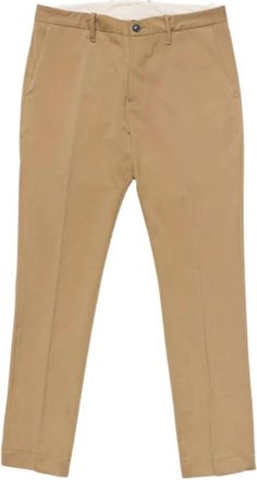 Nine In The Morning Slim Fit Chino Broek met Elastische Taille - Heren - Chinos - Bruin - S - Katoen - Broeken