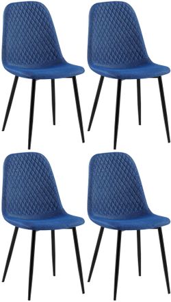 Clp Set De 4 Sillas De Comedor Giverny En Tela O Terciopelo Azul Tela