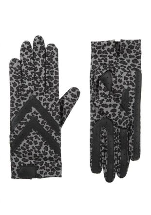 Isotoner Womens Smartdri Chevron Shortie Touchscreen Gloves In Grey Leopard