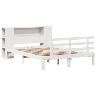 Berkfield Home Decorative Bookcase Bed without Mattress White 140x190cm Solid Wo | Size: 140x190 cm