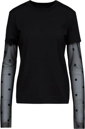 Givenchy Tops, Dames, Zwart, XS, Katoen, Katoenen T-shirt met lange mouwen
