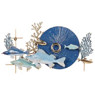 Beliani Decoraci&oacute;n De Pared Moderna De Hierro Hecho A Mano Adorno Azul Y Dorado Barium