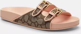 Coach Two Band Buckle Sandal In Signature Jacquard