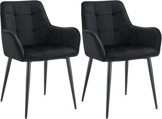 Clp Clp - Lote De 2 Sillas De Comedor De Terciopelo Ferndale Negro