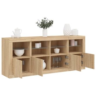Berkfield Home Sideboard with LED Lights Sonoma Oak 163x37x67 cm in Brown | Size: 163 x 37 x 67 cm