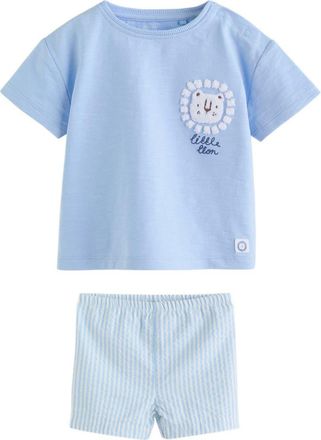 Next Little Lion Cotton T-Shirt & Seersucker Shorts Set in Blue at Nordstrom, Size 9-12M