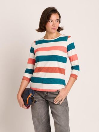 Brakeburn Lulworth Striped 3/4 Sleeve T-Shirt in Multi at Nordstrom, Size 16