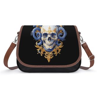 Generic Medusa-Skull Vertical Art Womens Crossbody Bag Fashion Shoulder Handbags Message Tote Bag with Adjustable Strap