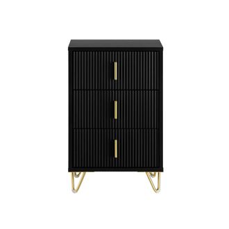 SoBuy Mesita de noche con 3 cajones madera negro 40x40x63 cm