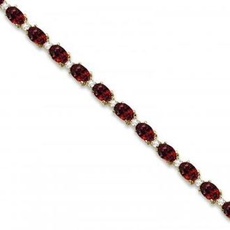 Allurez Garnet & Diamond Tennis Link Bracelet 14k Yellow Gold (12.00ct)