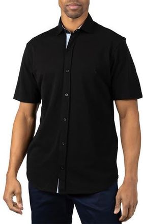 Tailorbyrd Slub Pique Button-Up Shirt in Black at Nordstrom Rack, Size Xx-Large