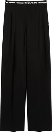 Max Mara Wijde Broek - Dames - Wijde Broeken - Zwart - L - Leer - Broeken