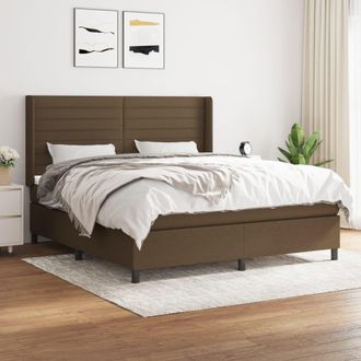 vidaXL Vidaxl - Cama Box Spring Con Colch&oacute;n Tela Marr&oacute;n Oscuro 160x200 Cm
