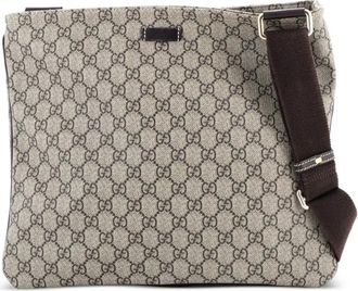Gucci Zip Top Messenger Bag GG Coated Canvas Large crossbody bag - Bruin