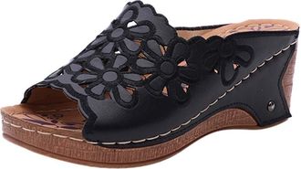 Generic Womens Mules with Heel Platform Sandals Orthopaedic Slippers Wedge Sandals Peep Toe Summer Shoes Sandals Faux Leather Slippers Summer Pumps Slippers F