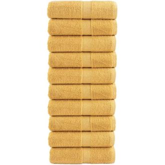 vidaXL Toallas De Ba&ntilde;o Premium Solund, 10 Unidades, Doradas, 30 X 30 Cm, 600 G/m&sup2; Vidaxl