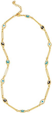 Savvy Cie Jewels 14K GOLD PLATED OVER BRASS ENAMEL EVIL EYE NECKLACE