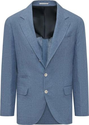 Brunello Cucinelli Mb 4307Btd C013 Blazer - Heren - Blazers - Blauw - L - Leer - Jassen