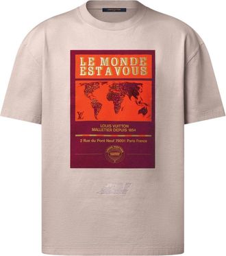 Louis Vuitton Embellished Graphic Cotton T-Shirt Ivory 1AHCKV
