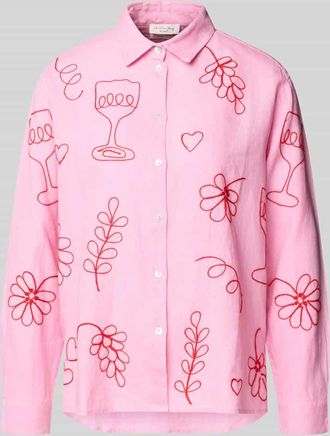 Christian Berg Regular Fit Leinenbluse im Allover-Look in Rosa, Gr&ouml;&szlig;e 34